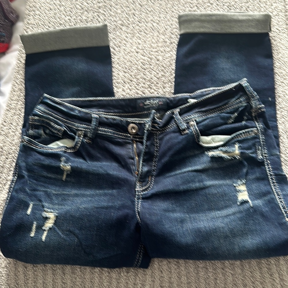 Silver Jeans Women's Distressed Blue Jeans